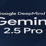 Google DeepMind Gemini 2.5 Pro logo with futuristic design showcasing AI advancements.