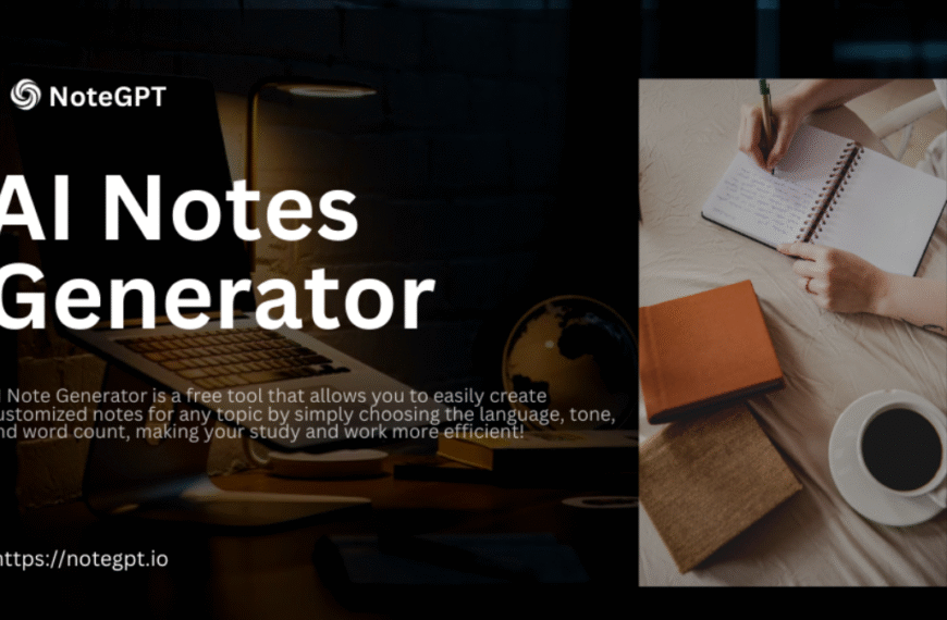 NoteGPT AI Notes Generator interface promoting customized study notes creation for students and professionals