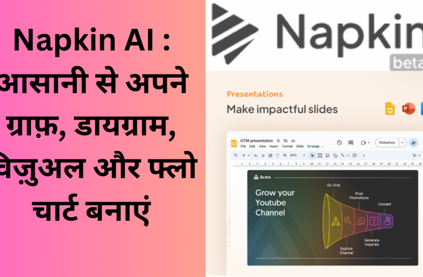 Napkin AI tool in Hindi for creating graphs, diagrams, visuals, and flowcharts easily