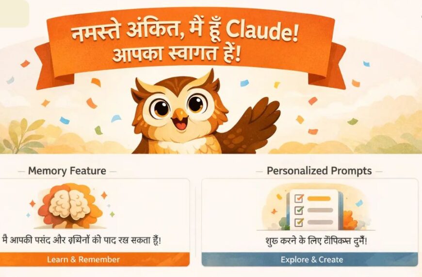 Claude AI onboarding screen showing personalized name greeting, memory feature, and categorized starter prompts by Anthropic