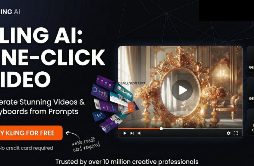 Kling AI one-click video generator interface showing AI video creation, image generation, and motion control features.