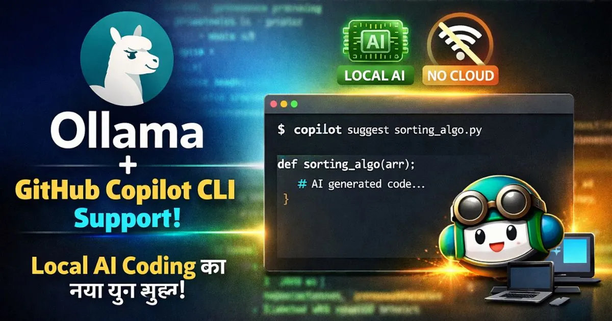 Ollama GitHub Copilot CLI support showing local AI coding in terminal without cloud