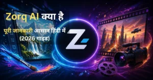 Zorq AI tool concept showing AI image generation and video creation with futuristic digital design