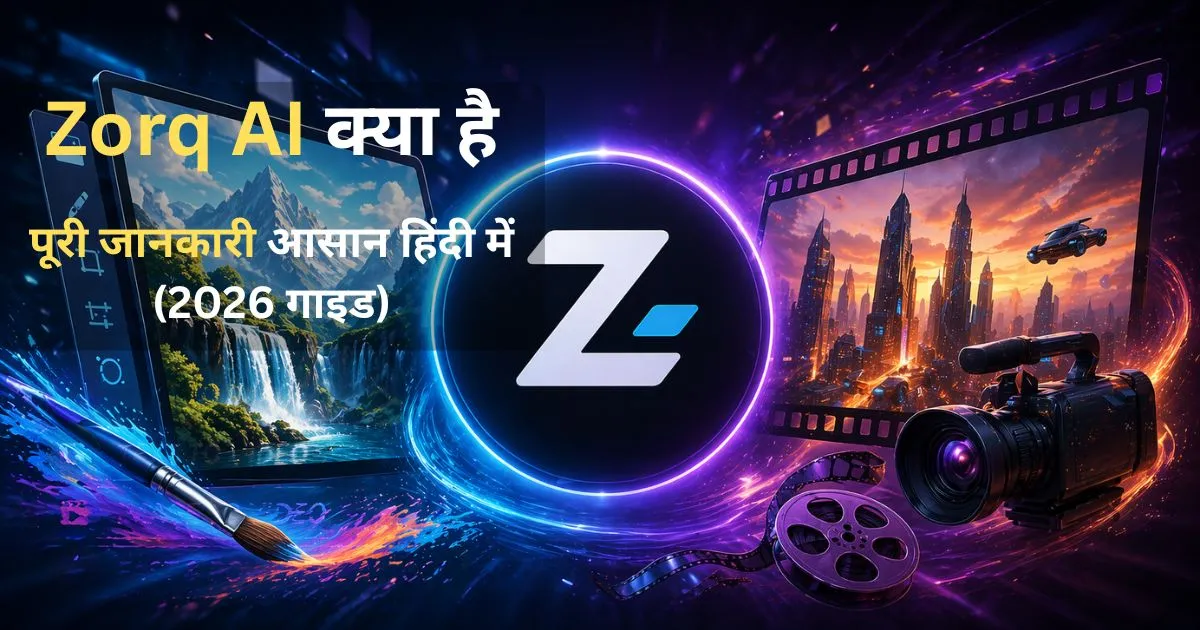 Zorq AI tool concept showing AI image generation and video creation with futuristic digital design
