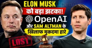 Elon Musk loses lawsuit against OpenAI and Sam Altman with court hammer and OpenAI logo in background