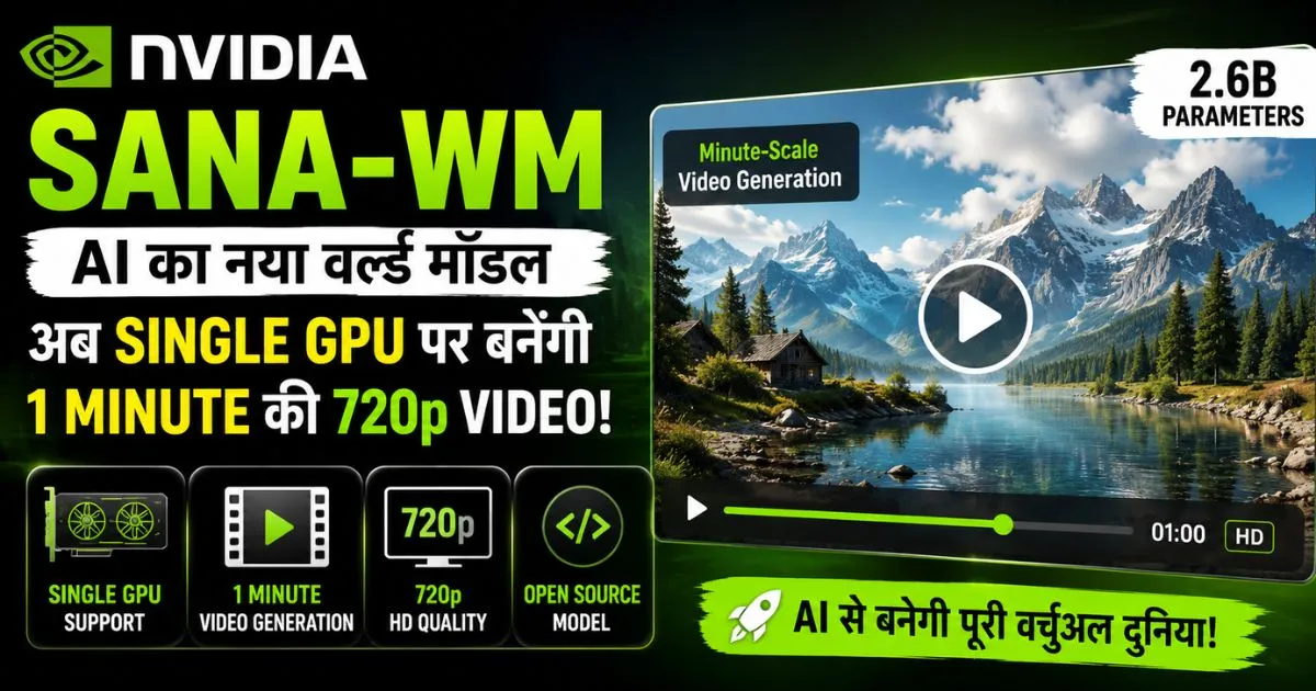 NVIDIA SANA-WM AI world model generating 720p minute-scale video on a single GPU with open-source AI technology