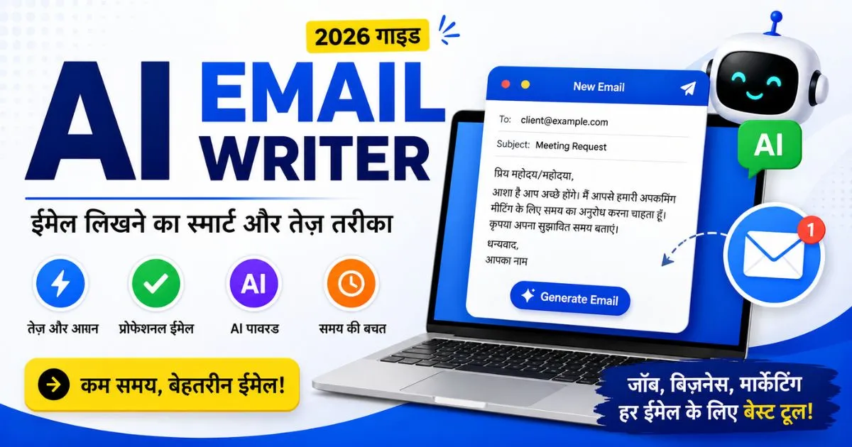 AI Email Writer 2026 गाइड – प्रोफेशनल ईमेल लिखने का स्मार्ट और तेज़ तरीका हिंदी में